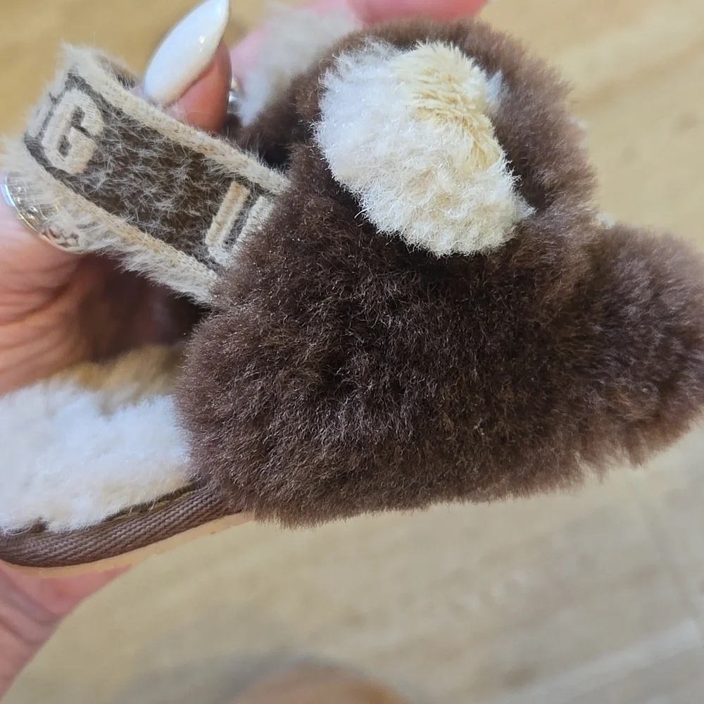 UGG Plush "Fluff Yeah" Sheepskin Lion Unisex Slide/Strap Sandal Shoes - Picture 7 of 8